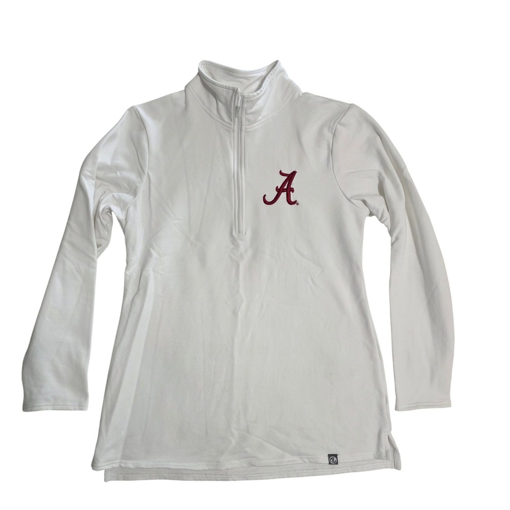 Marleylilly Alabama Crimson Tide Womens Quarter Zip Pullover White Small NCAA